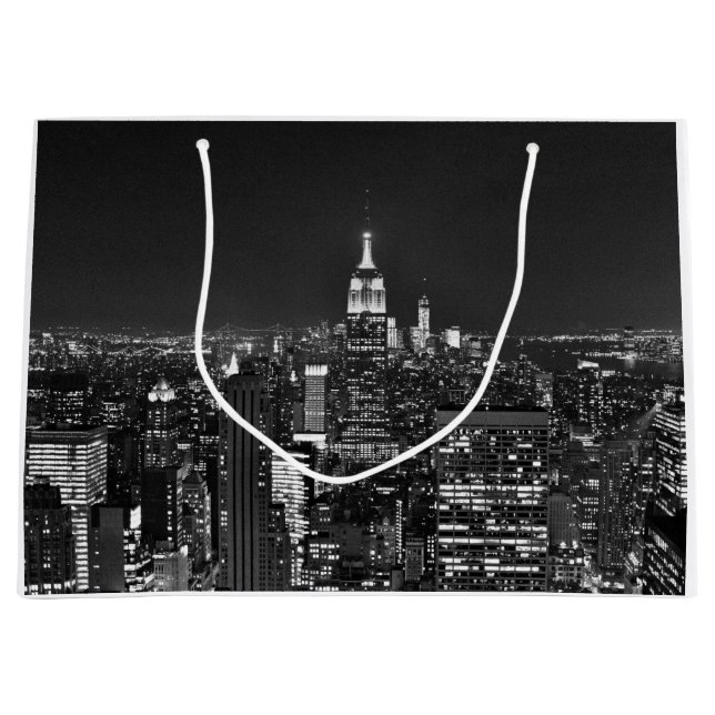 New- YorknachtSkyline in Schwarzweiss Große Geschenktüte (Vorderseite)
