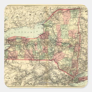 New YorkPanoramic MapNew York Quadratischer Aufkleber