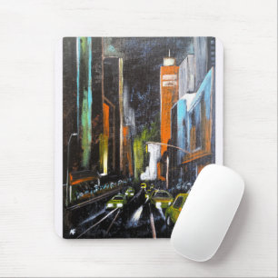 New Yorks Electric Midnight Painting - Alfred Fox Mousepad