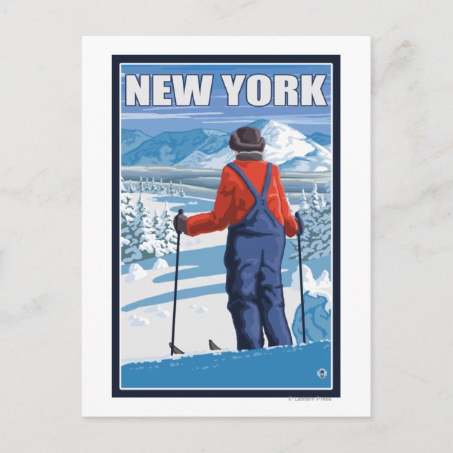 New YorkSkier Admiring View Postkarte (Vorderseite)