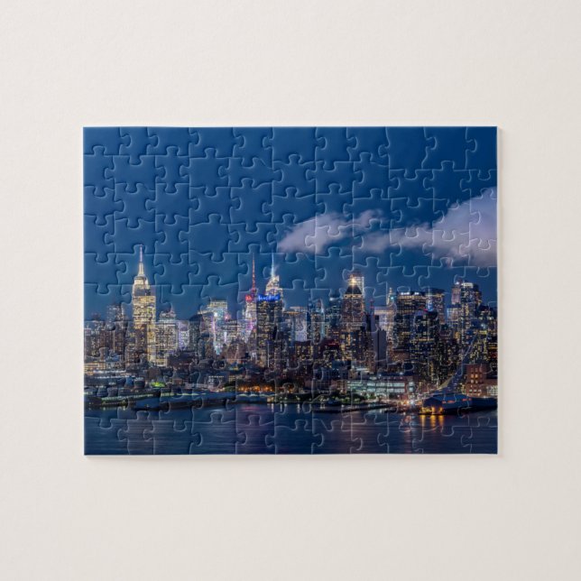 New- YorkSkyline am Nachtpuzzlespiel Puzzle (Horizontal)
