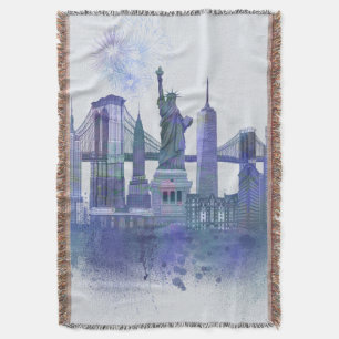 New- YorkSkyline - Aquarell-Blau Decke