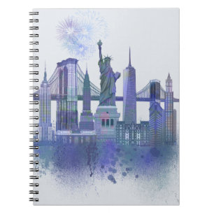 New- YorkSkyline - Aquarell-Blau Notizblock
