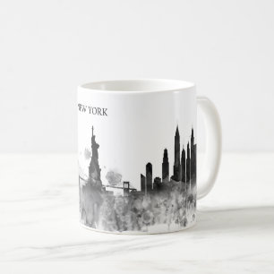 New- YorkSkyline-Aquarell-Schwarz-minimales Kaffeetasse