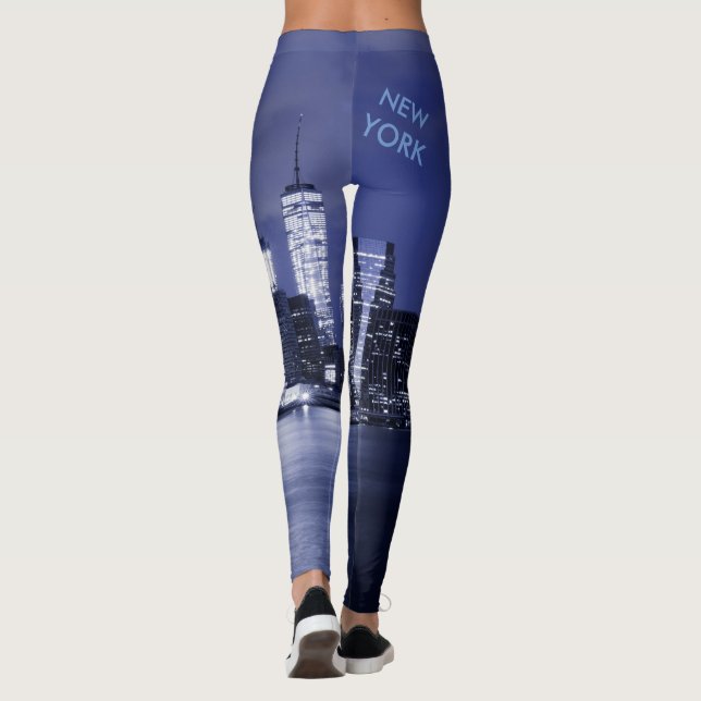 New- YorkSkyline gebadet im Blau Leggings (Rückseite)