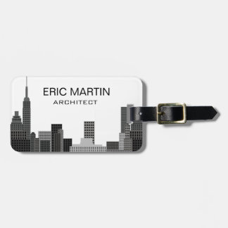 New Yorkskyline-grauer moderner personalisierter Gepäckanhänger