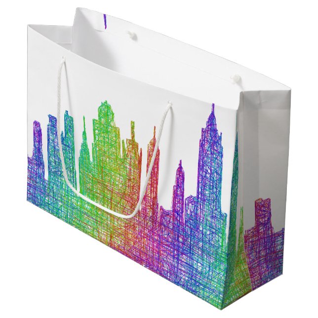 New- YorkSkyline Große Geschenktüte (Vorderseite Schrägansicht)