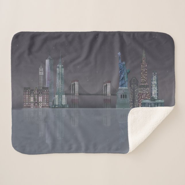 New- YorkSkyline-Nachtreflexionen Sherpadecke (Vorderseite (Horizontal))