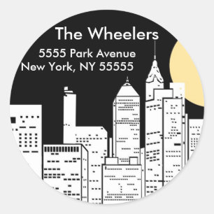 New Yorkskyline-Silhouette Runder Aufkleber