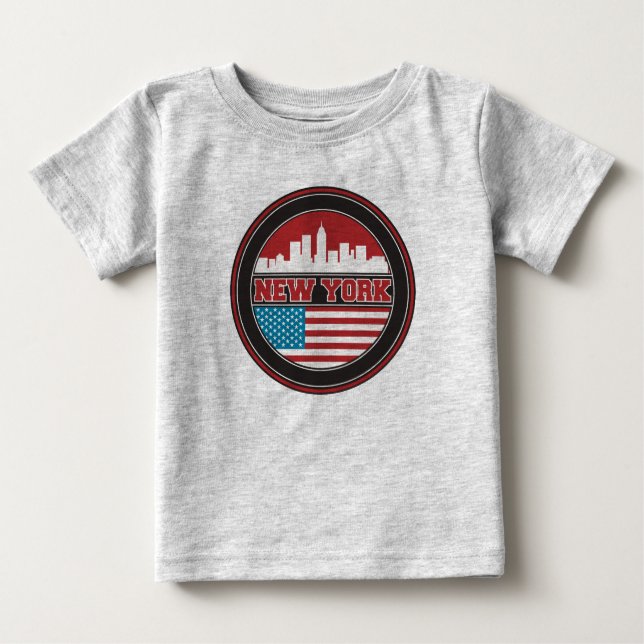 New- YorkSkyline | Vereinigte Staaten kennzeichnen Baby T-shirt (Vorderseite)