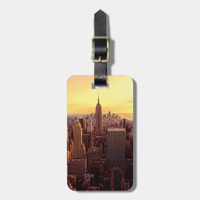 New Yorkskylinestadt mit Reich-Staat Gepäckanhänger (Vorderseite vertikal)