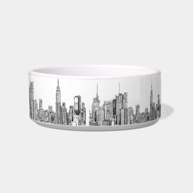 New- YorkSkylinetinte poochie Teller Napf (Rechts)