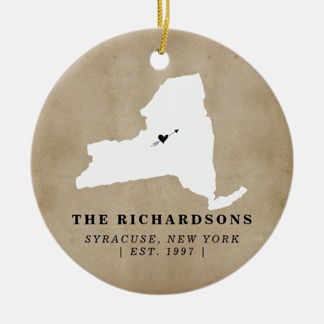 New- YorkStaats-ZuhauseHousewarming personalisiert Keramik Ornament (Vorne)