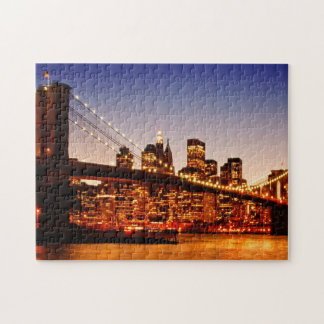 New- YorkStadtbild mit Brücke über Fluss Puzzle