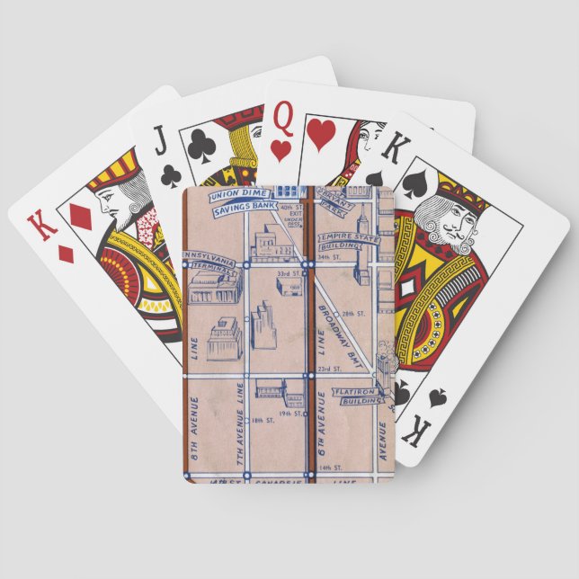 NEW- YORKuntergrundbahn MAP, 1940 2 Spielkarten (Rückseite)