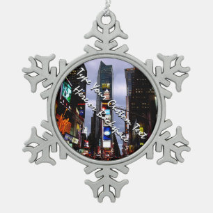 New- Yorkverzierungs-personalisierte New- Schneeflocken Zinn-Ornament