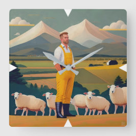 New Zealand Bauer Wall Clock Quadratische Wanduhr