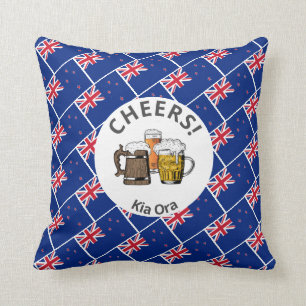 NEW ZEALAND Cartoon 3 Cheers Kia Ora Kissen