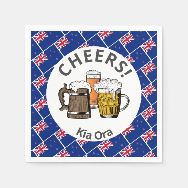 NEW ZEALAND Cheers Kia Ora Beer Paper Serviette (Vorderseite)