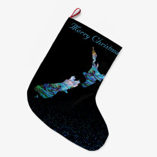 NEW ZEALAND CHRISTMAS MAP PAUA GROßER WEIHNACHTSSTRUMPF