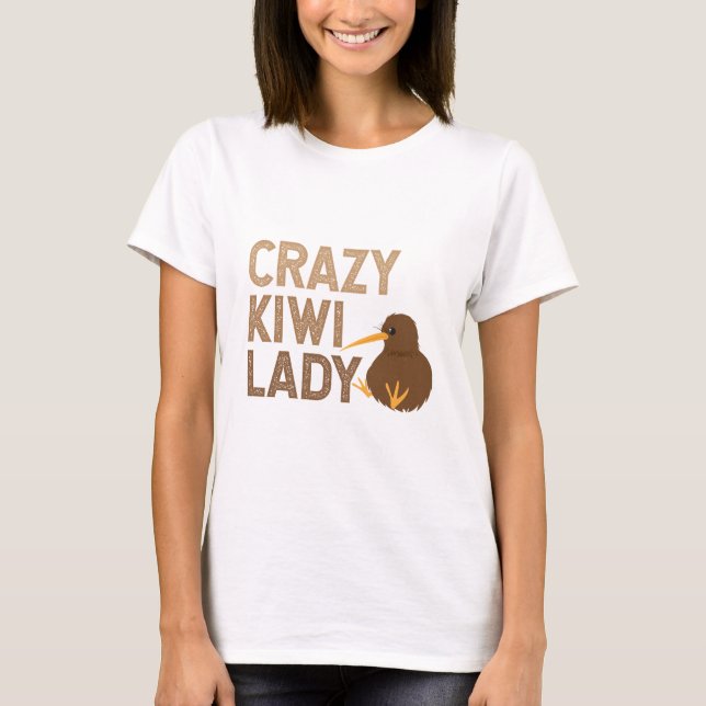 New Zealand Crazy Kiwi Lady Funny Geschenk Idee T-Shirt (Vorderseite)