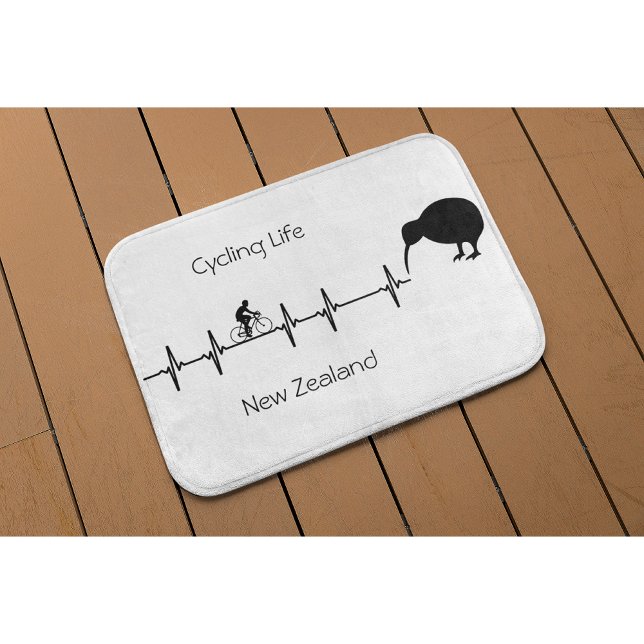 New Zealand Cycling Heartbeat Kiwi Bike Gift Badematte (Von Creator hochgeladen)
