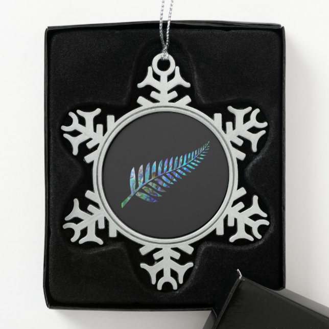 NEW ZEALAND FERN EINFACHE PAUA SCHNEEFLOCKEN Zinn-Ornament (Box)