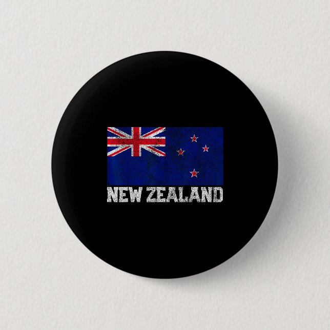 New Zealand Flag National Pride Roots Country Fami Button (Vorderseite)