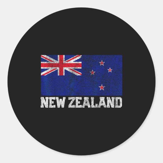 New Zealand Flag National Pride Roots Country Fami Runder Aufkleber (Vorderseite)