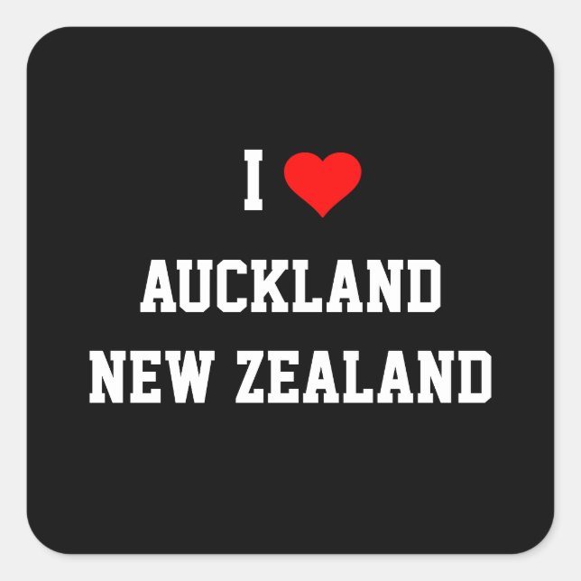 NEW ZEALAND: Ich Liebe Auckland, Neuseeland Quadratischer Aufkleber (Vorderseite)