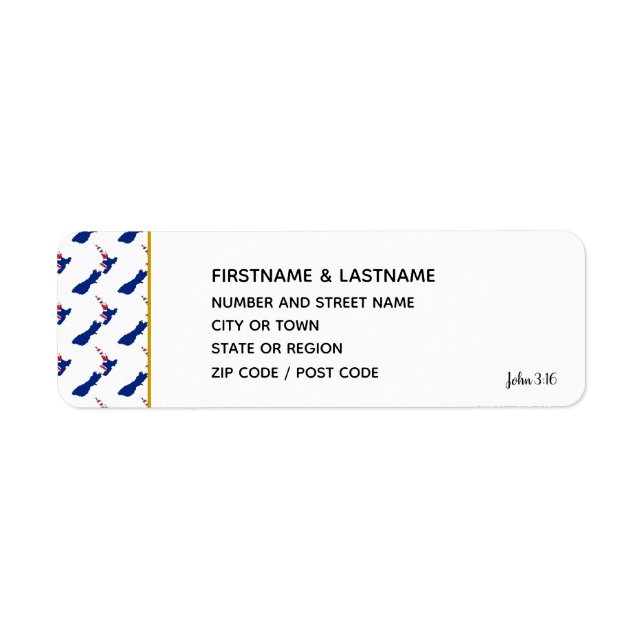 NEW ZEALAND John 3:16 Rücksendeadresse Etikett (Vorne)