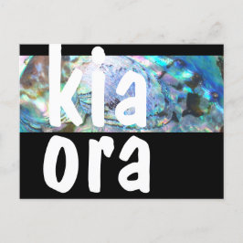 NEW ZEALAND KIA ORA GREETING PAUA BLACK NZ CUSTOM POSTKARTE