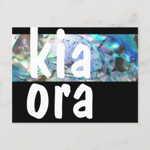 NEW ZEALAND KIA ORA GREETING PAUA BLACK NZ CUSTOM POSTKARTE