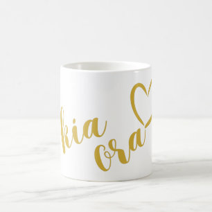 NEW ZEALAND KIA ORA MAORI ELEGANT GOLD LIEBE HERZ KAFFEETASSE