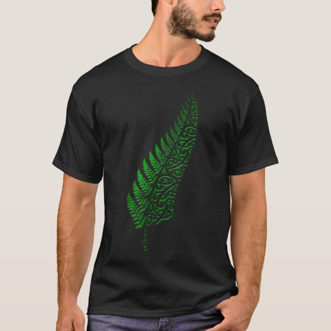 New Zealand Kiwi All Blacks Maori Silver Fern Gree T-Shirt (Vorderseite)