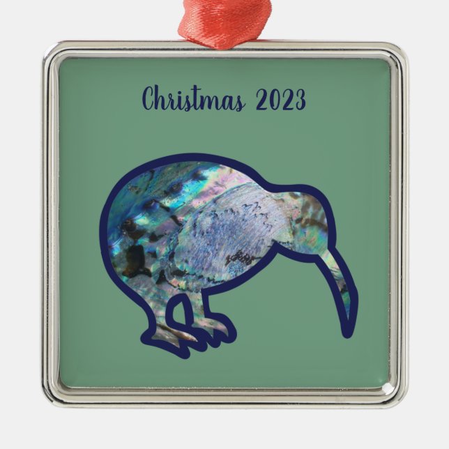NEW ZEALAND KIWI BIRD PAUA FARBCHRISTMAS CUSTOM ORNAMENT AUS METALL (Vorne)