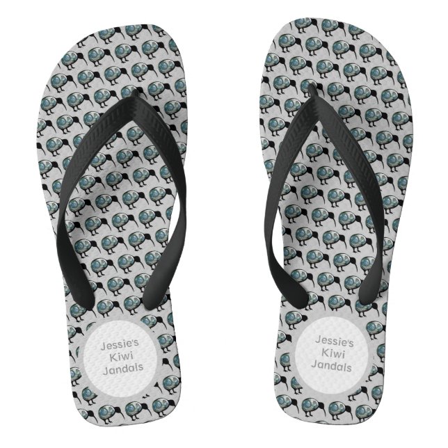 NEW ZEALAND KIWI BIRD PAUA MUSCHEL FERN KORU JANDA FLIP FLOPS (Fußbett)