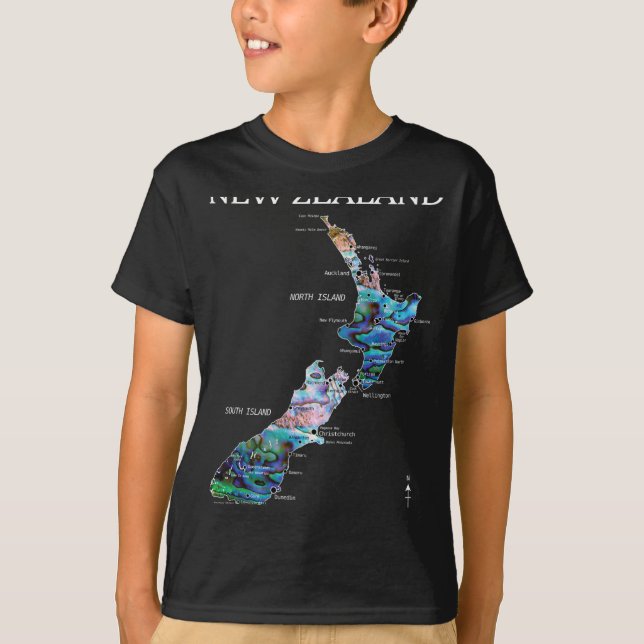 New Zealand Kiwi Detailed Map  T-Shirt (Vorderseite)