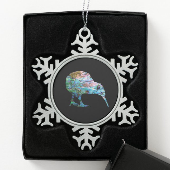 NEW ZEALAND KIWI EINFACH PAUA SCHNEEFLOCKEN Zinn-Ornament (Box)