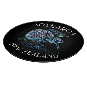 NEW ZEALAND KIWI FERN PAUA SCHNEIDEBRETT