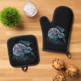 NEW ZEALAND KIWI PAUA OFENHANDSCHUH & Topflappen-Set