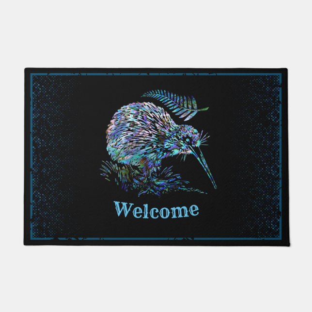 NEW ZEALAND KIWI UND FERN PAUA DOORMAT FUßMATTE (Vorderseite)
