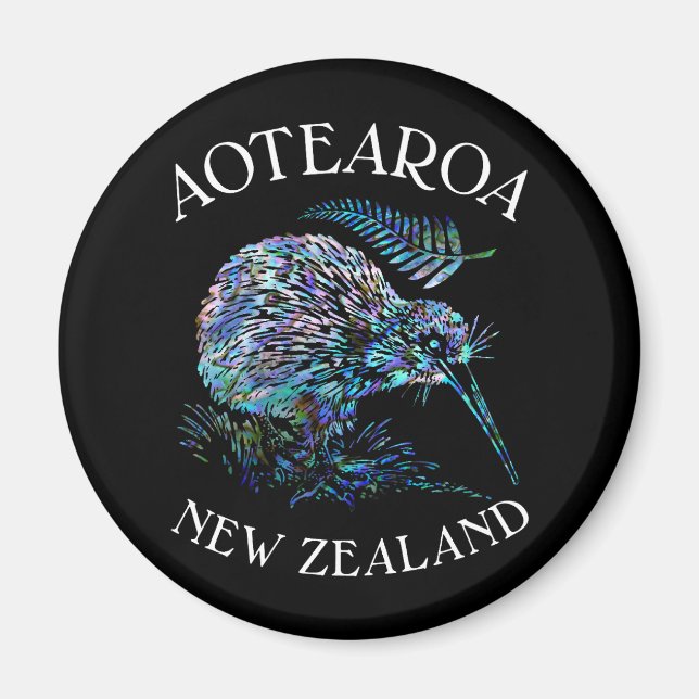 NEW ZEALAND KIWI UND FERN PAUA MAGNET (Vorne)