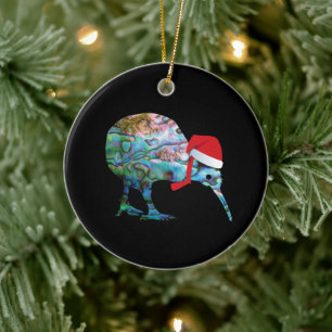 NEW ZEALAND KIWI XMAS PAUA KERAMIK ORNAMENT