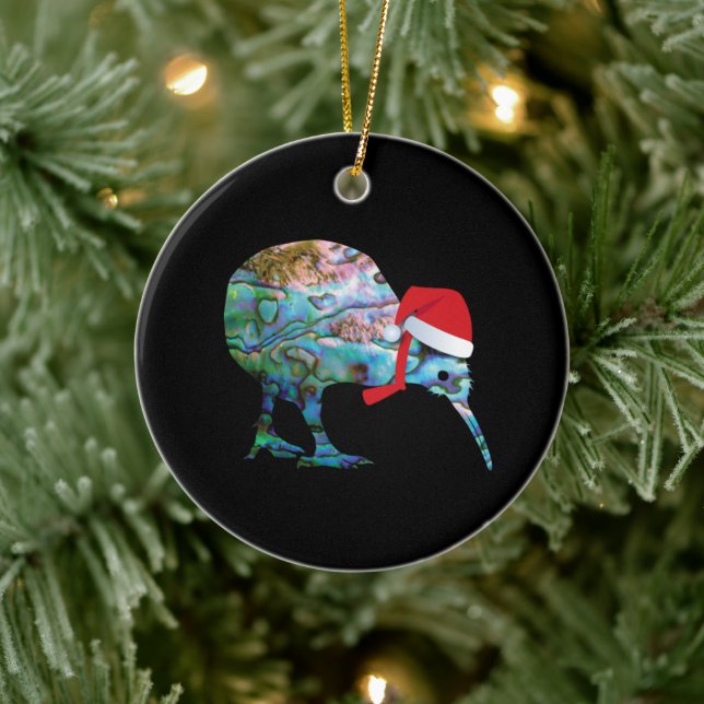 NEW ZEALAND KIWI XMAS PAUA KERAMIK ORNAMENT (Baum)