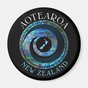 NEW ZEALAND KORU MAP PAUA MAGNET