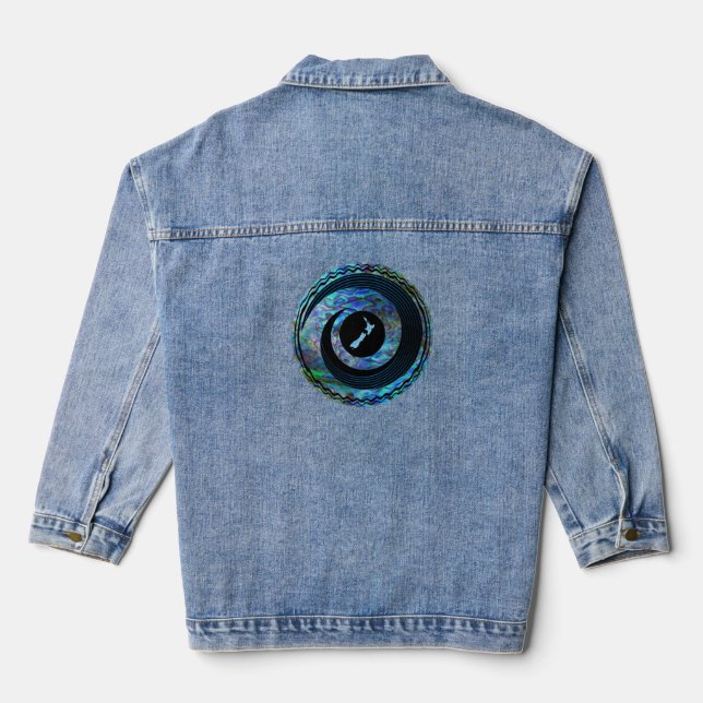NEW ZEALAND MAP KORU PAUA JEANSJACKE (Rückseite)