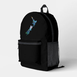 NEW ZEALAND MAP PAUA BEDRUCKTER RUCKSACK