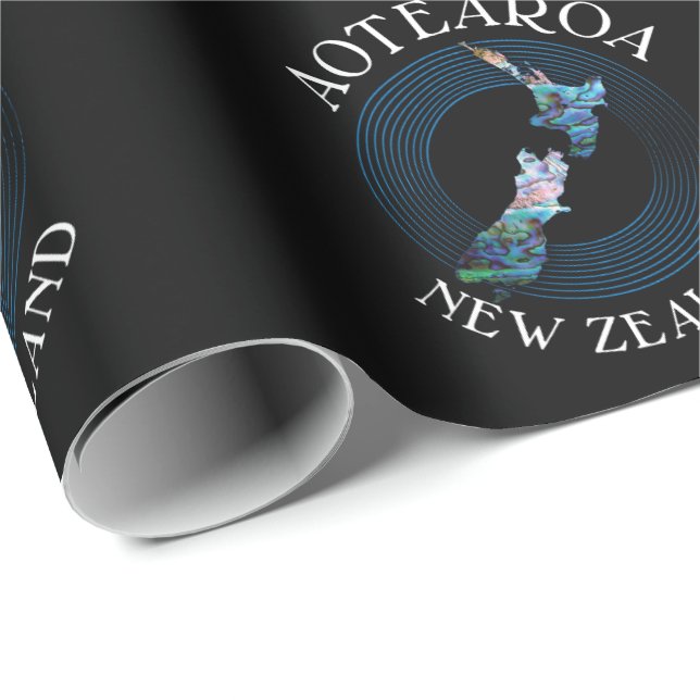 NEW ZEALAND MAP PAUA GESCHENKPAPIER (Rolleneckpunkt)