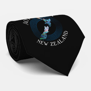 NEW ZEALAND MAP PAUA KRAWATTE
